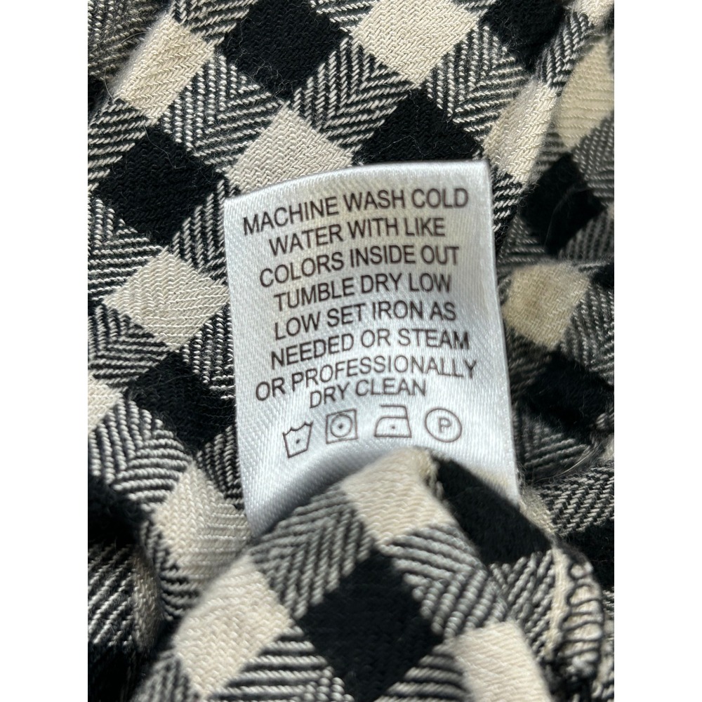 Hester & Orchard Black White Gingham Button Down Shirt Large Plaid Flannel - Picture 5 of 12